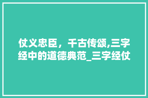 仗义忠臣，千古传颂,三字经中的道德典范_三字经仗义忠臣的意思