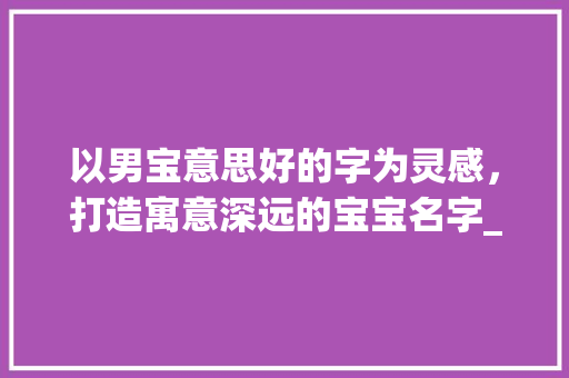 以男宝意思好的字为灵感，打造寓意深远的宝宝名字_男宝意思好的字取名字 简历模板