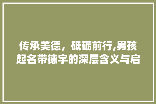 传承美德，砥砺前行,男孩起名带德字的深层含义与启示_男孩起名字带德字的意思