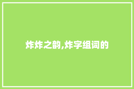 炸炸之韵,炸字组词的 范文赏析