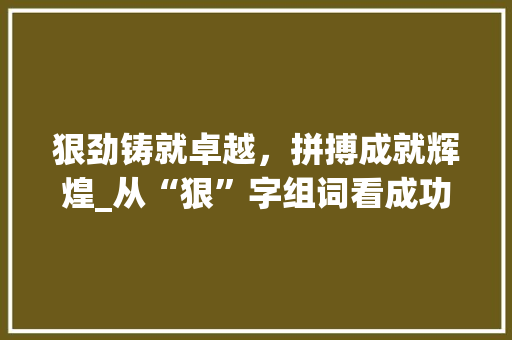 狠劲铸就卓越，拼搏成就辉煌_从“狠”字组词看成功之路 写作技巧