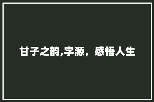 甘子之韵,字源，感悟人生 写作素材