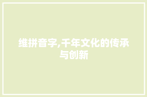 维拼音字,千年文化的传承与创新