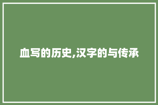 血写的历史,汉字的与传承 商业文案