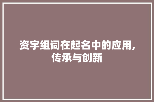 资字组词在起名中的应用,传承与创新 词汇积累