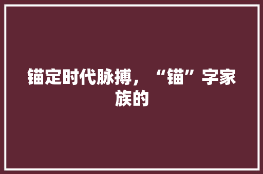 锚定时代脉搏，“锚”字家族的