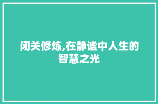 闭关修炼,在静谧中人生的智慧之光 简历模板
