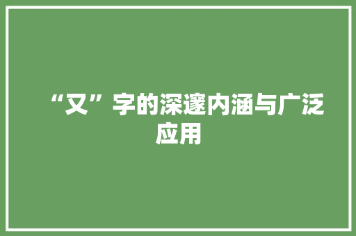 “又”字的深邃内涵与广泛应用 词汇积累
