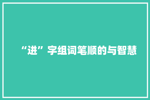 “进”字组词笔顺的与智慧 报告写作