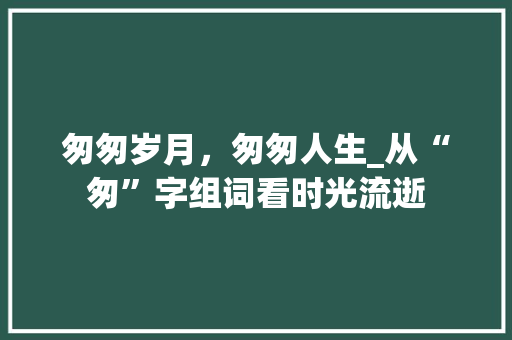匆匆岁月，匆匆人生_从“匆”字组词看时光流逝