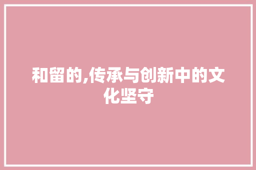 和留的,传承与创新中的文化坚守 写作技巧
