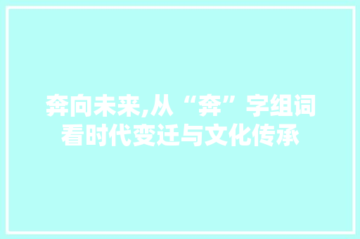 奔向未来,从“奔”字组词看时代变迁与文化传承 报告写作