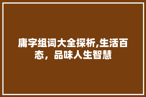 庸字组词大全探析,生活百态，品味人生智慧