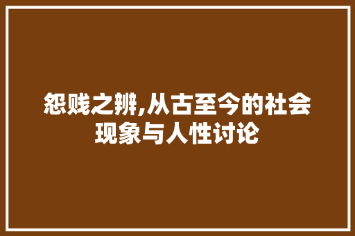 怨贱之辨,从古至今的社会现象与人性讨论