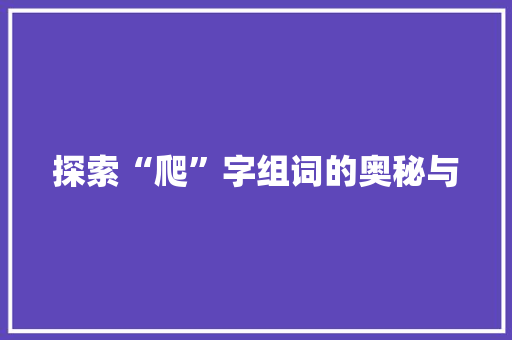 探索“爬”字组词的奥秘与