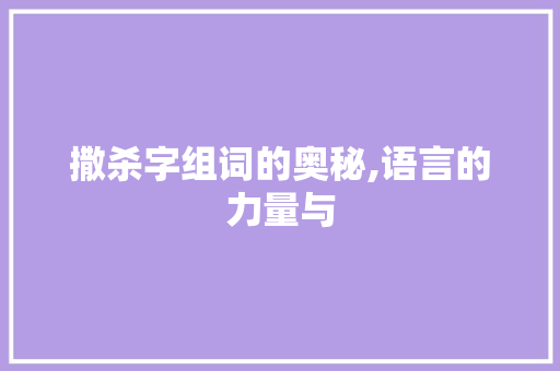 撒杀字组词的奥秘,语言的力量与