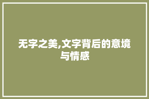 无字之美,文字背后的意境与情感 写作素材