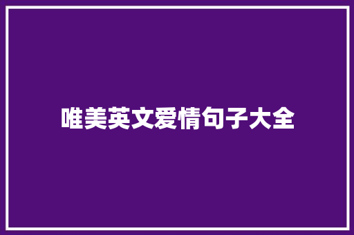 唯美英文爱情句子大全