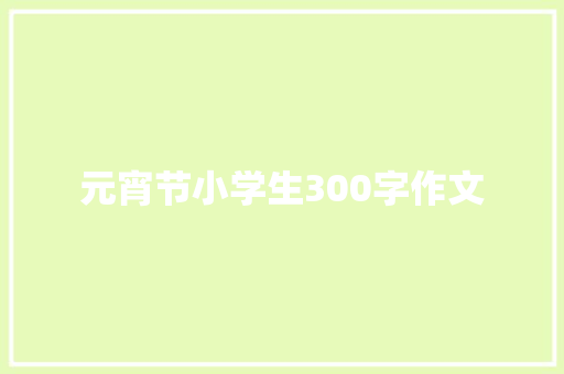 元宵节小学生300字作文