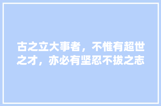 古之立大事者，不惟有超世之才，亦必有坚忍不拔之志,古之立大事者的精神内核探析_古之立大事者中字的意思