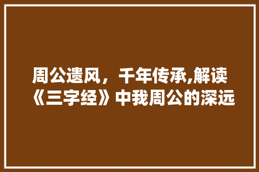 周公遗风，千年传承,解读《三字经》中我周公的深远意义_三字经我周公的意思