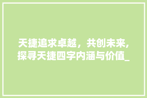 天捷追求卓越，共创未来,探寻天捷四字内涵与价值_天捷四个字的意思