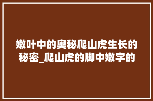 嫩叶中的奥秘爬山虎生长的秘密_爬山虎的脚中嫩字的意思