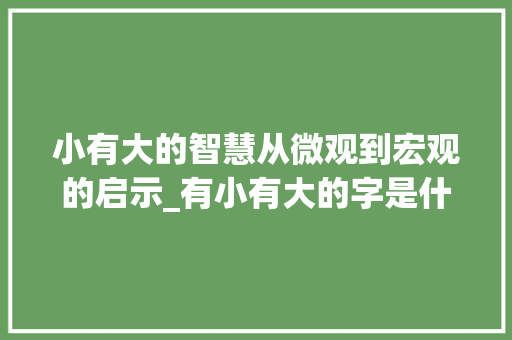 小有大的智慧从微观到宏观的启示_有小有大的字是什么意思