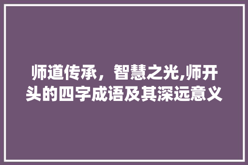 师道传承，智慧之光,师开头的四字成语及其深远意义_师开头的四字成语及意思