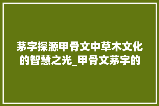 茅字探源甲骨文中草木文化的智慧之光_甲骨文茅字的解释意思是