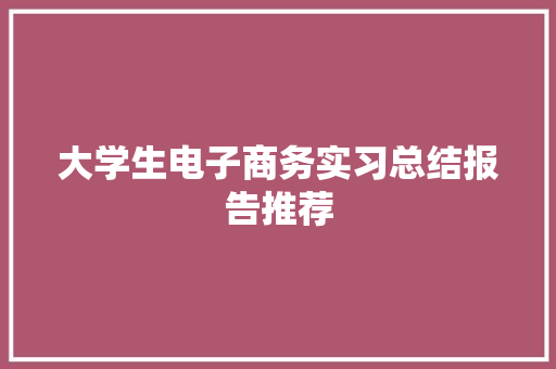 大学生电子商务实习总结报告推荐