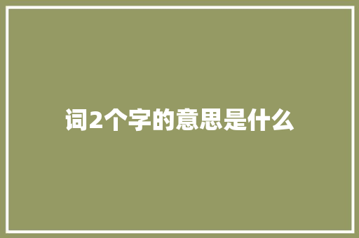 词2个字的意思是什么