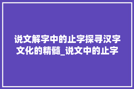 说文解字中的止字探寻汉字文化的精髓_说文中的止字是什么意思