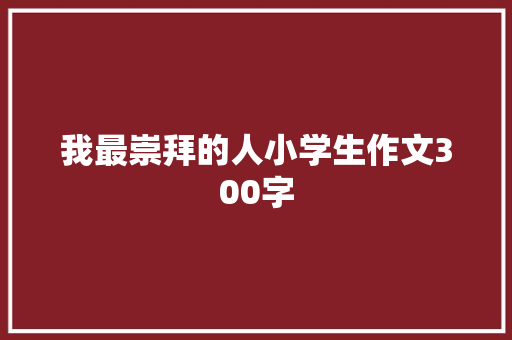 我最崇拜的人小学生作文300字