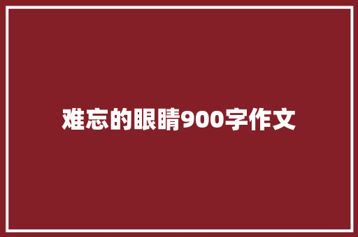 难忘的眼睛900字作文