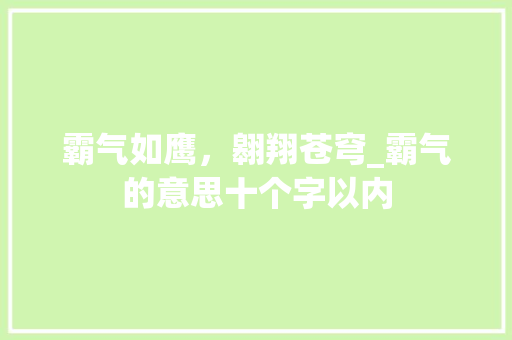 霸气如鹰，翱翔苍穹_霸气的意思十个字以内