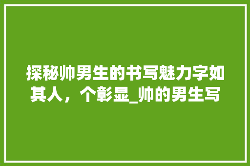 探秘帅男生的书写魅力字如其人，个彰显_帅的男生写的字是什么意思