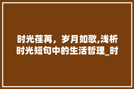 时光荏苒，岁月如歌,浅析时光短句中的生活哲理_时光短句八个字的意思 写作技巧