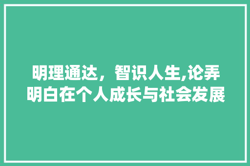 明理通达，智识人生,论弄明白在个人成长与社会发展中的重要_弄明白的意思的四字词语 范文赏析