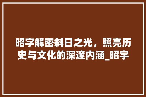 昭字解密斜日之光，照亮历史与文化的深邃内涵_昭字为斜日的意思是什么 简历模板
