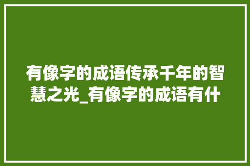 有像字的成语传承千年的智慧之光_有像字的成语有什么意思
