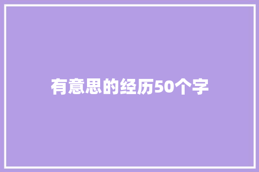 有意思的经历50个字