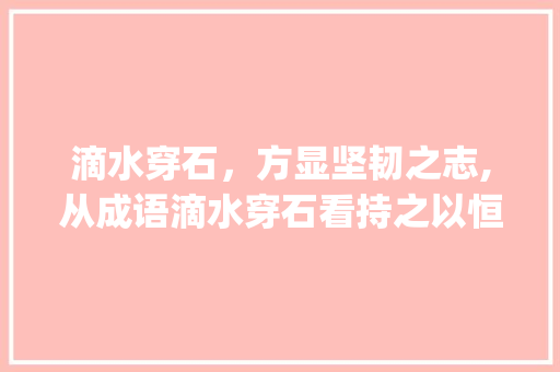 滴水穿石，方显坚韧之志,从成语滴水穿石看持之以恒的力量_百字成语结尾的成语意思