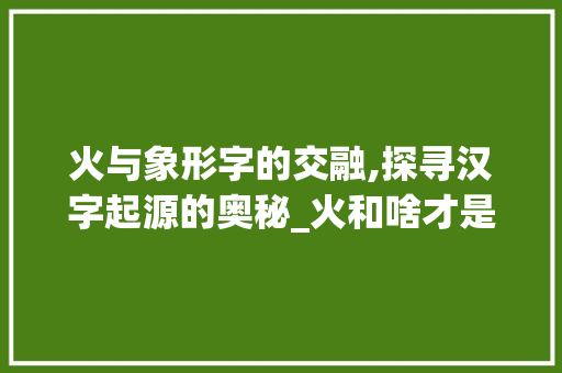 火与象形字的交融,探寻汉字起源的奥秘_火和啥才是象形字的意思