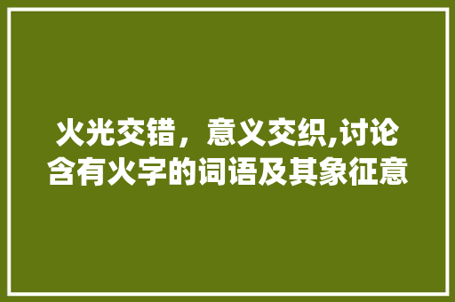火光交错，意义交织,讨论含有火字的词语及其象征意义_什么含有火字的词的意思代表重合