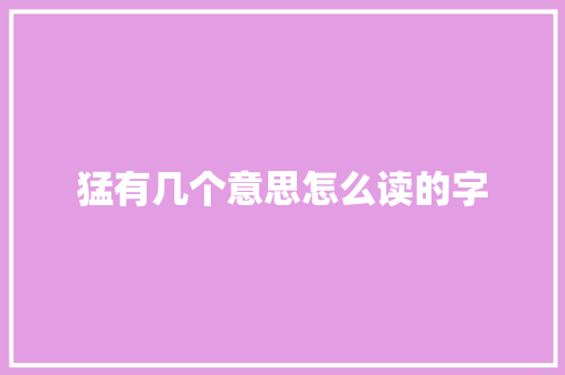 猛有几个意思怎么读的字