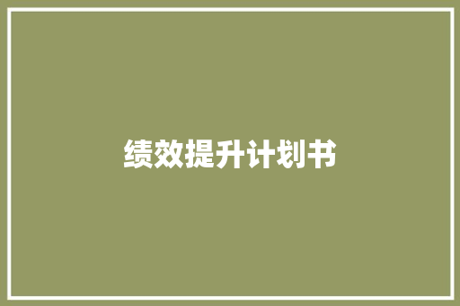 绩效提升计划书