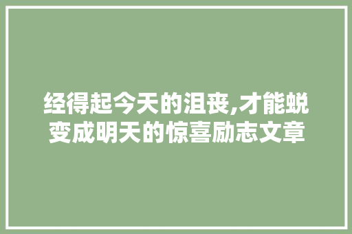 经得起今天的沮丧,才能蜕变成明天的惊喜励志文章 写作技巧