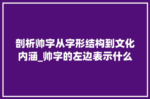 剖析帅字从字形结构到文化内涵_帅字的左边表示什么意思