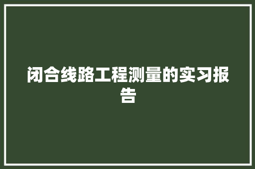 闭合线路工程测量的实习报告 写作素材